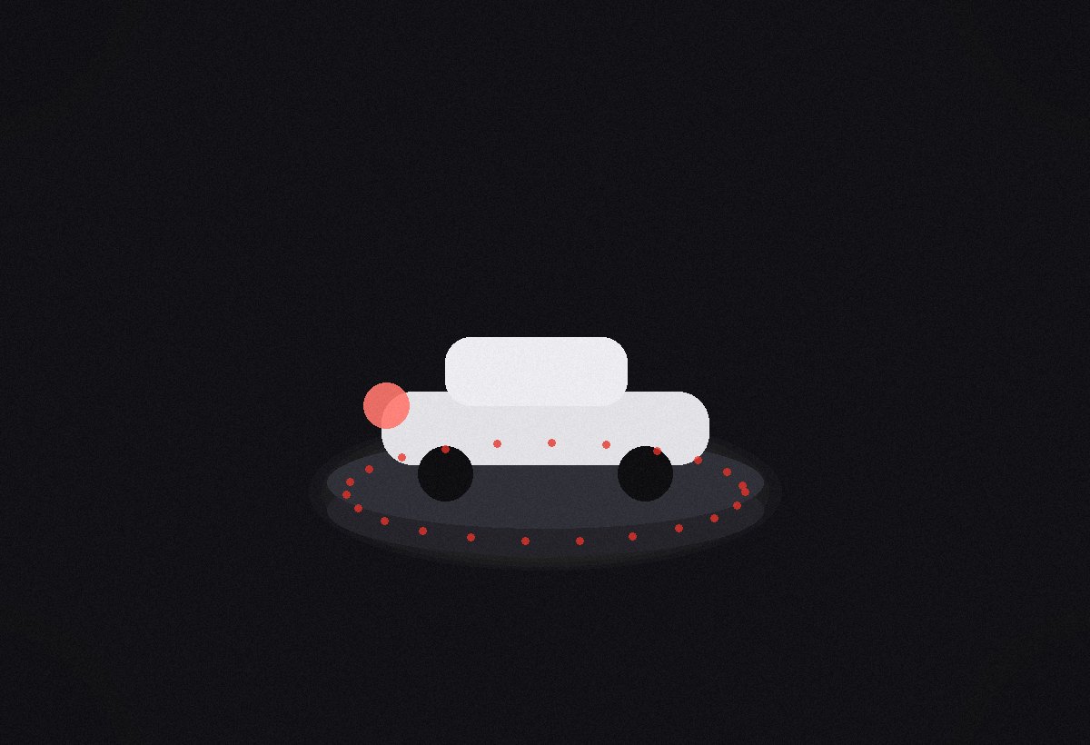 Voiture exposée sur un podium tournant motorisé