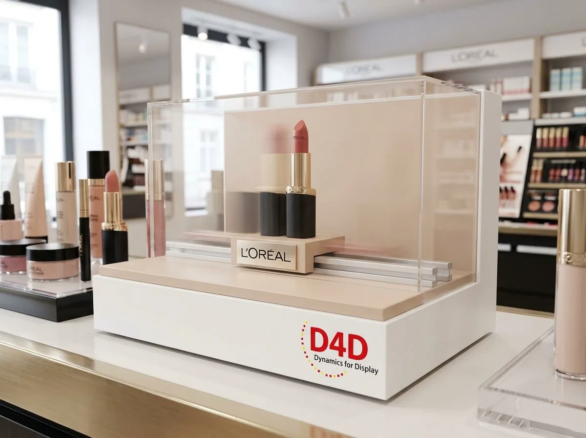 Produit en mouvement sur un comptoir beauté