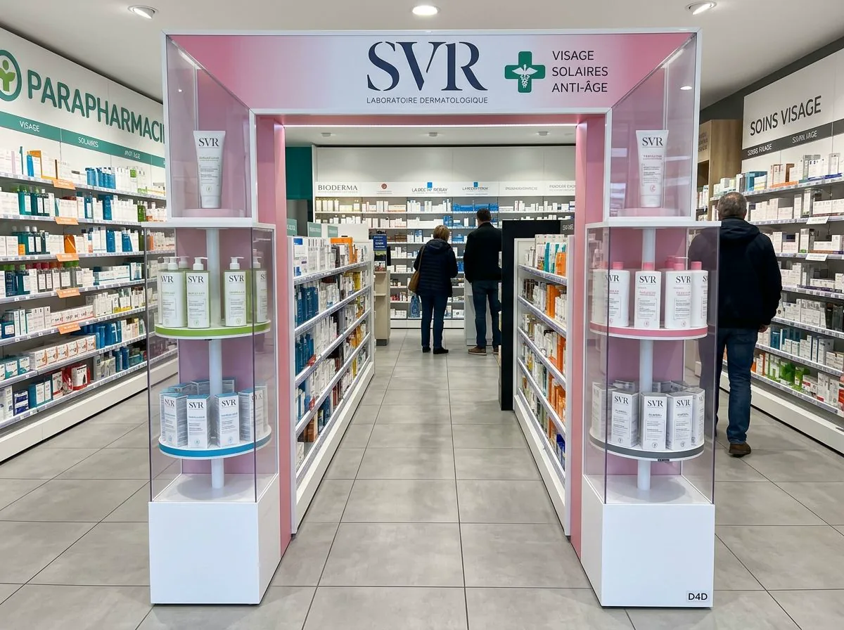 Colonnes de présentation rotatives SVR en parapharmacie
