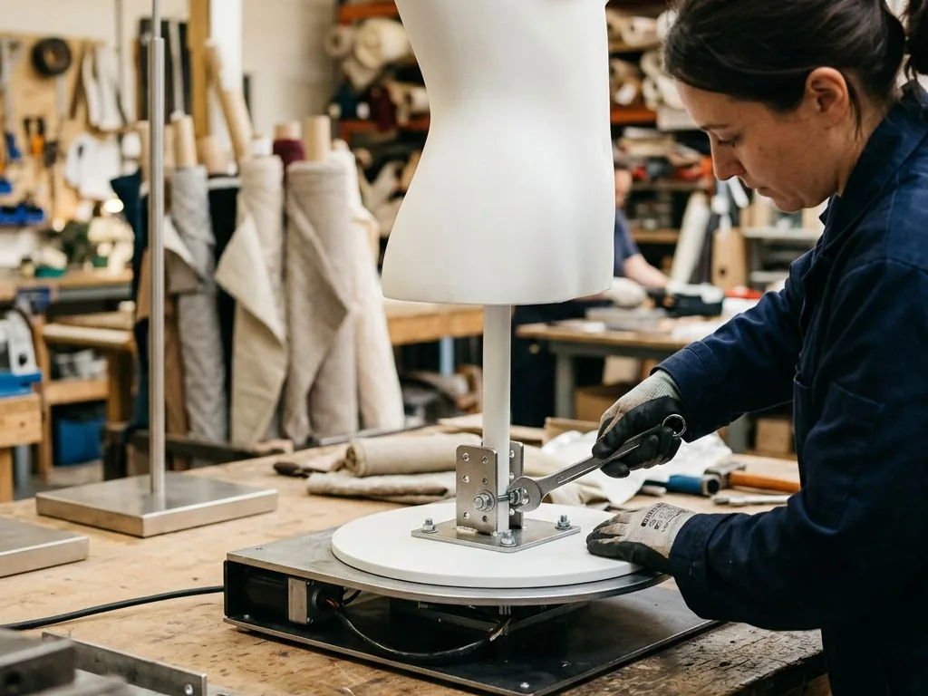 Montage technique d’un plateau motorisé pour mannequin