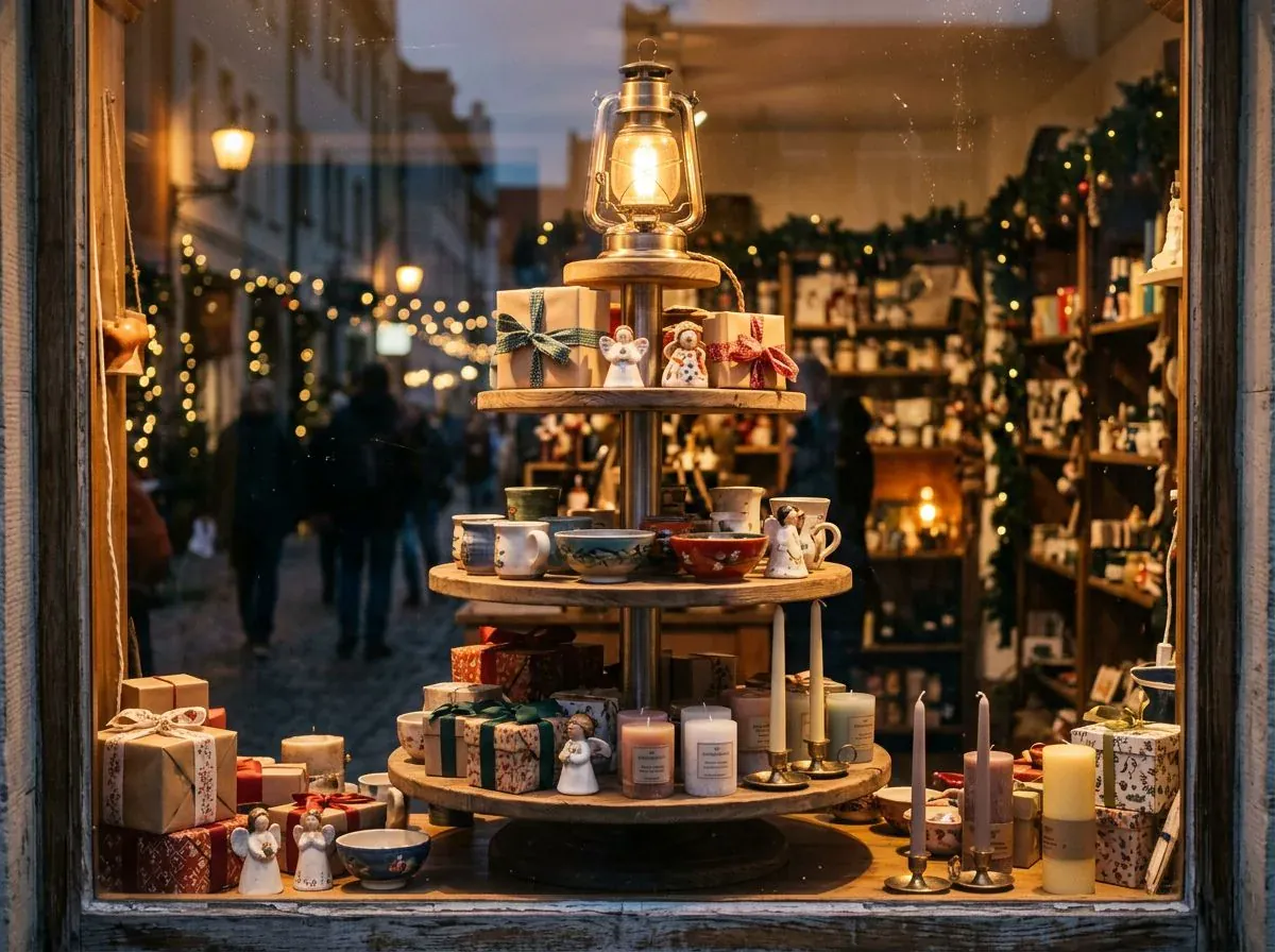Table tournante sur secteur à trois plateaux en vitrine