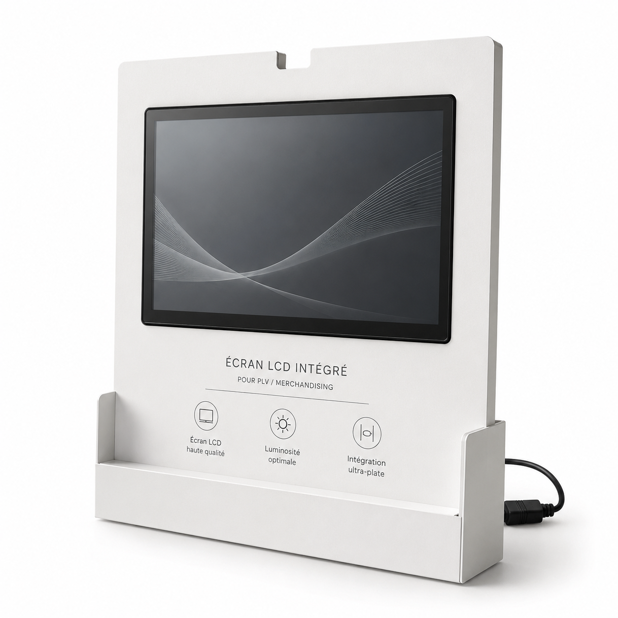 Écran LCD intégré pour présentoir PLV composant D4D pour intégration professionnelle