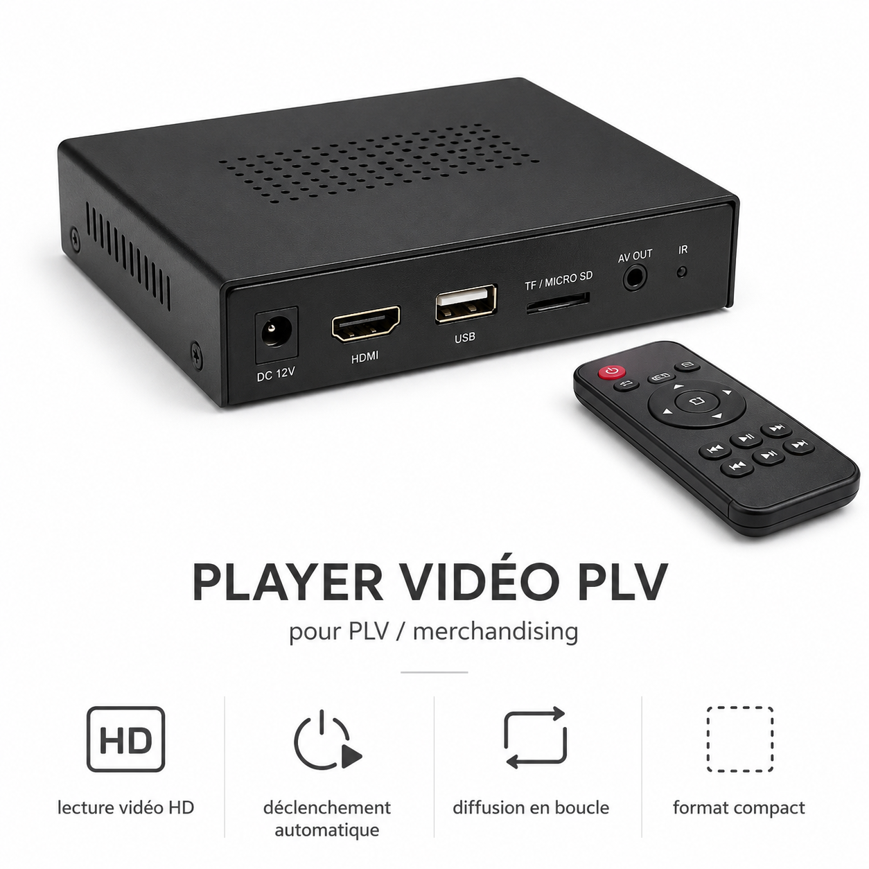 Player vidéo pour PLV composant D4D pour intégration professionnelle